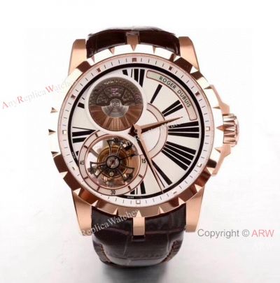 Swiss Copy Roger Dubuis Excalibur Tourbillon RDDBEX0216 Watch Rose Gold